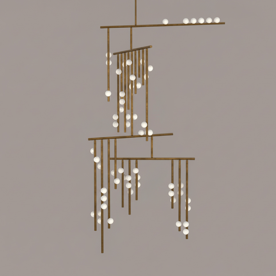Miraview Brass Glass Drop Chandelier