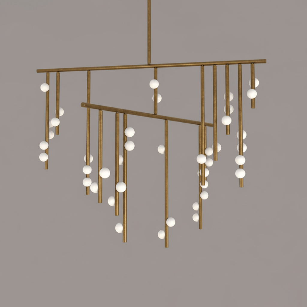 Miraview Brass Glass Drop Chandelier