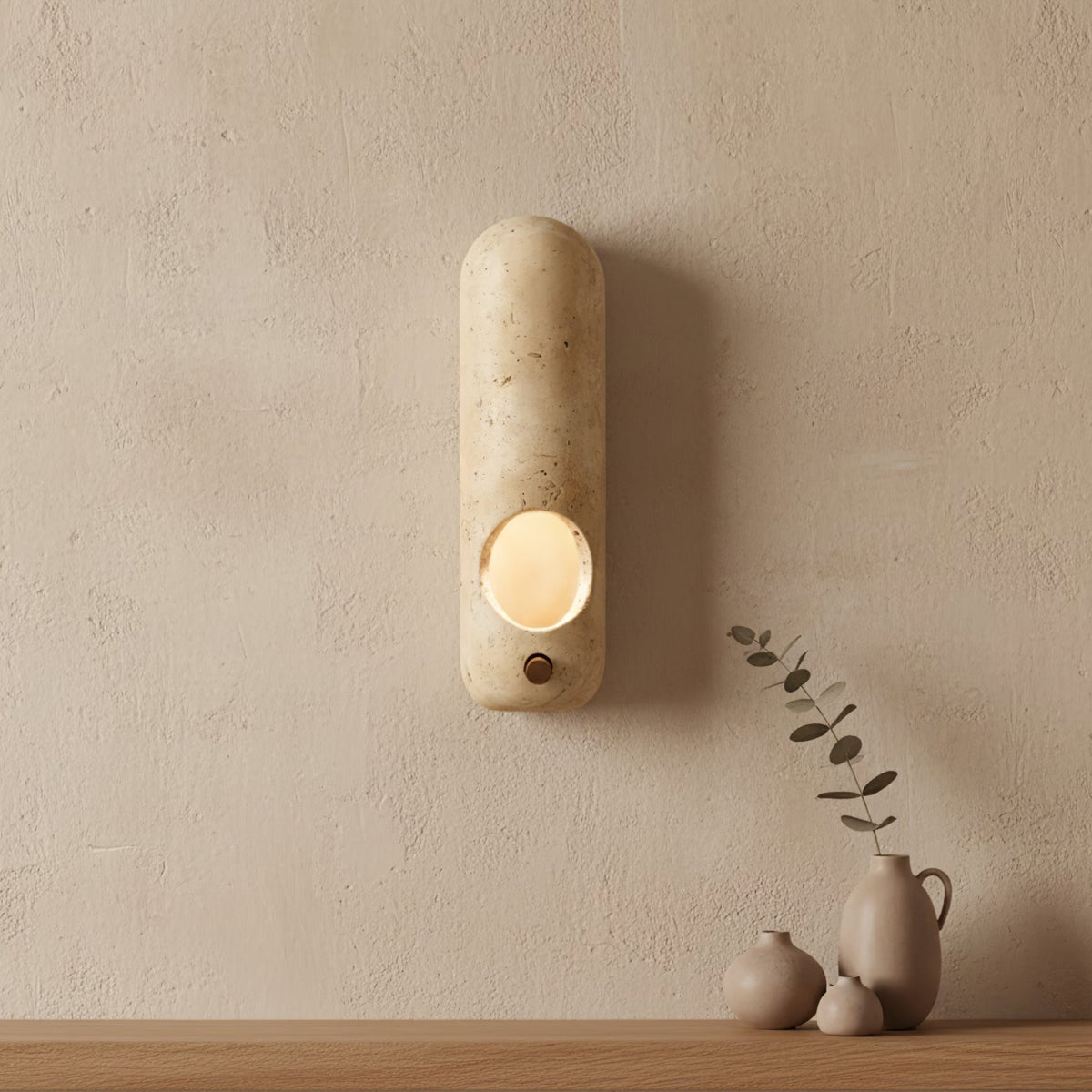Serirella Travertine Aperture Wall Sconce