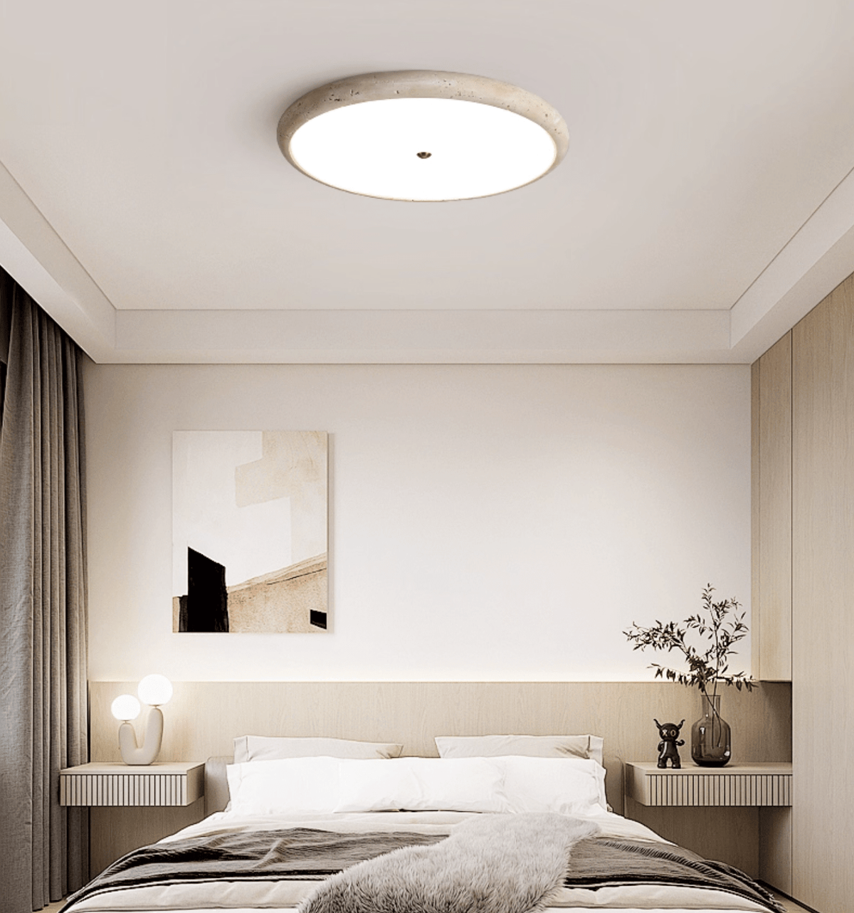 Taveria Travertine Halo Ceiling Light