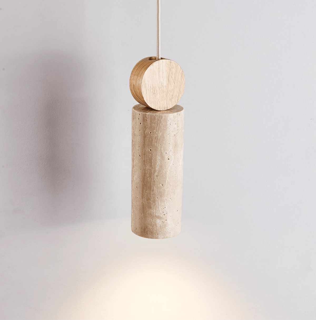 Ashton Travertine Cylinder Disc Pendant Light
