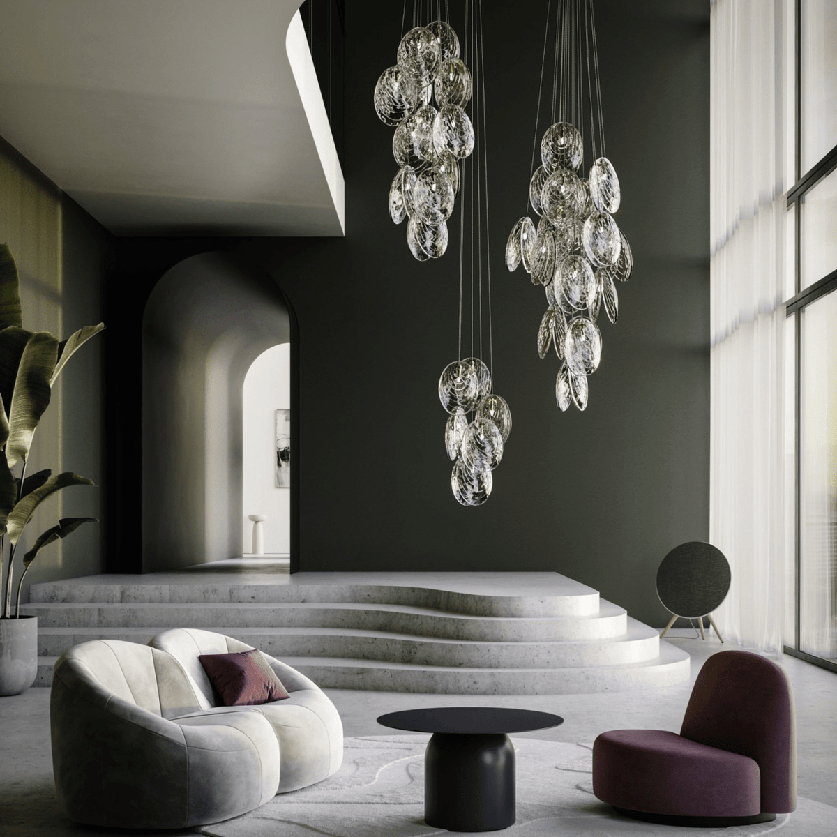 Thalassic Shell Architectural  Cluster Chandelier