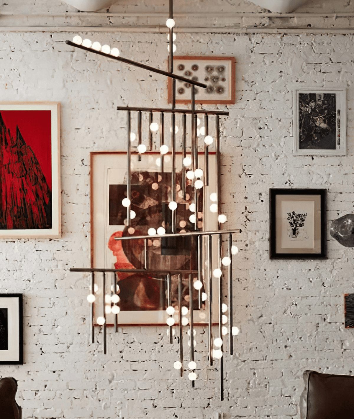 Miraview Brass Glass Drop Chandelier