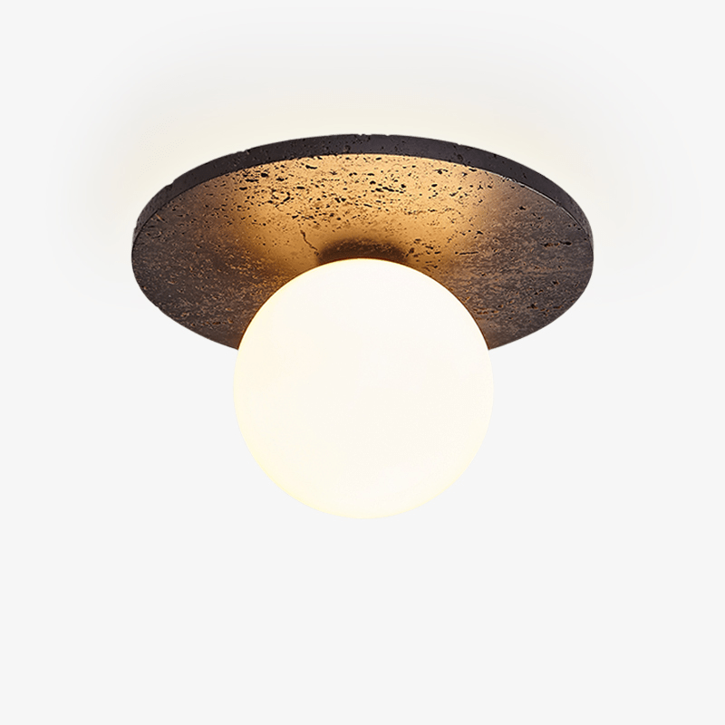 Otto Black Travertine Globe Ceiling Lamp