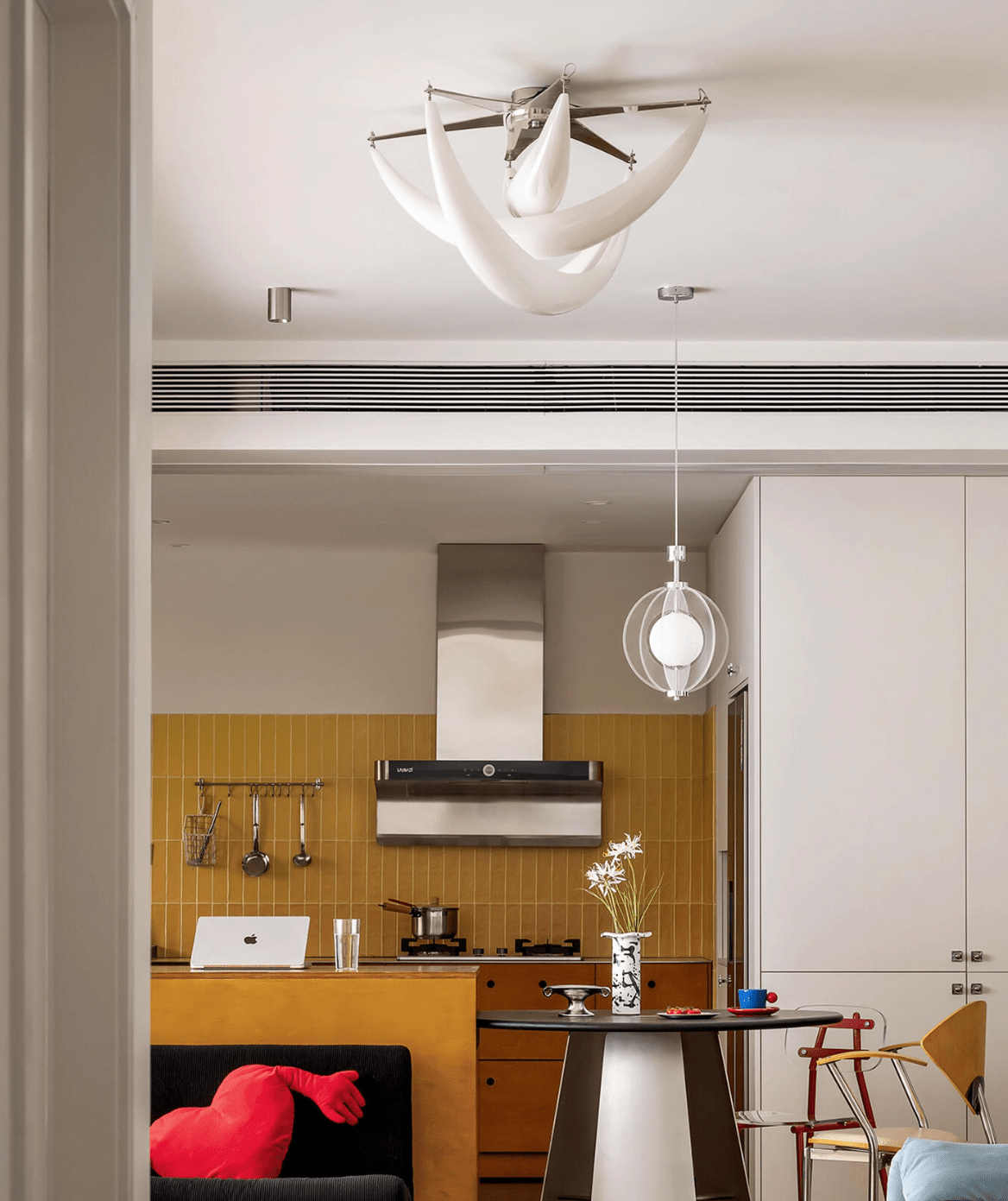 Maia Contemporary White Resin Ceiling Lamp