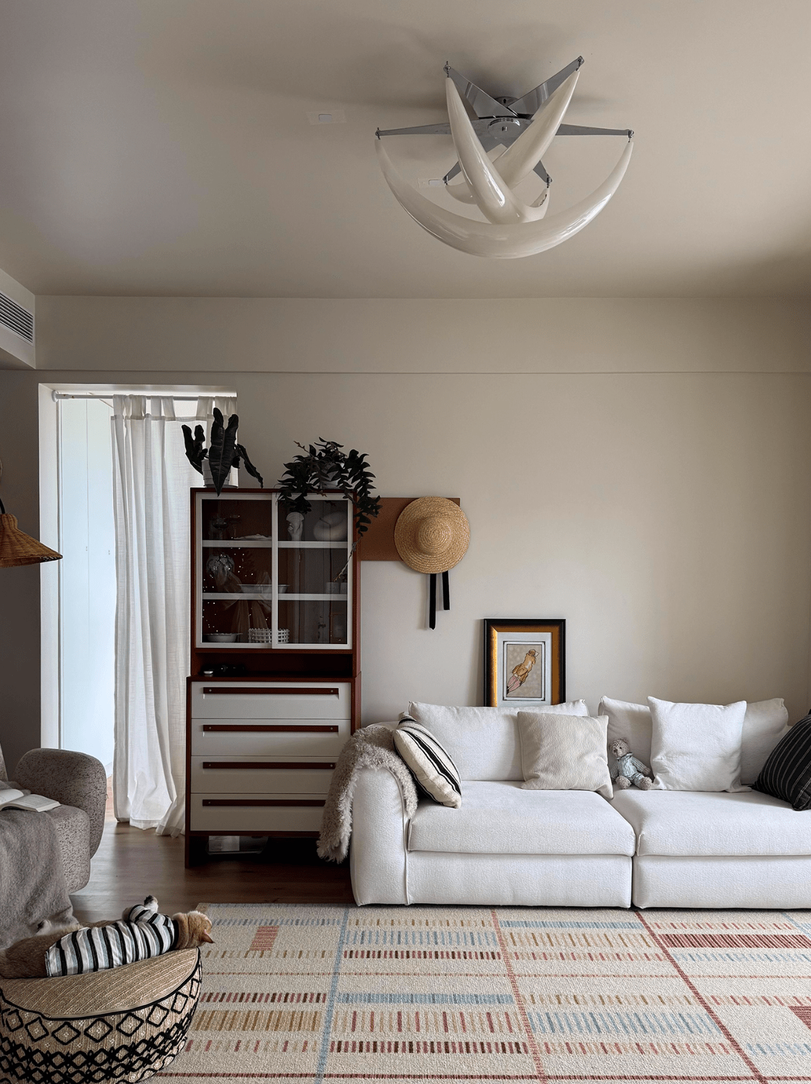 Maia Contemporary White Resin Ceiling Lamp