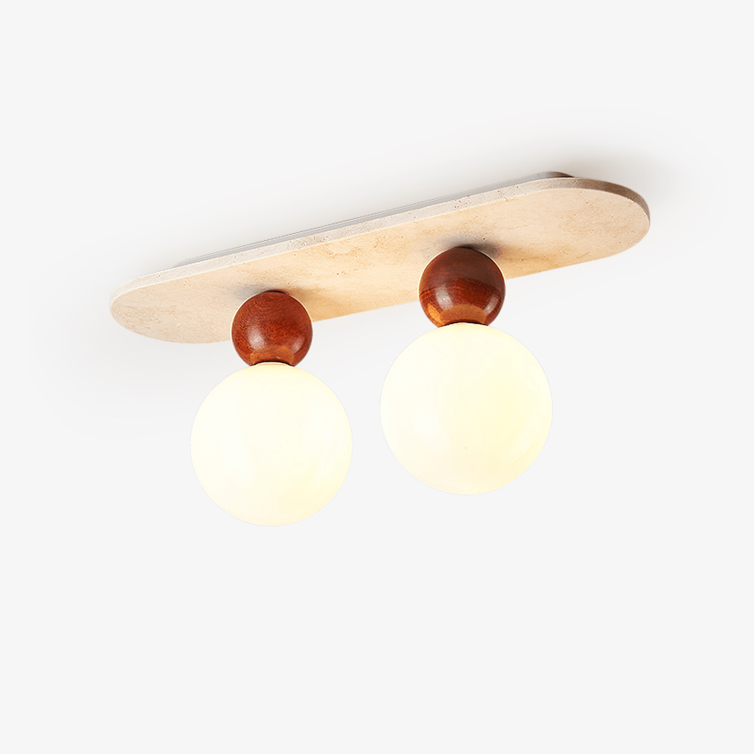 Vera Spherical Yellow Travertine Ceiling Lamp