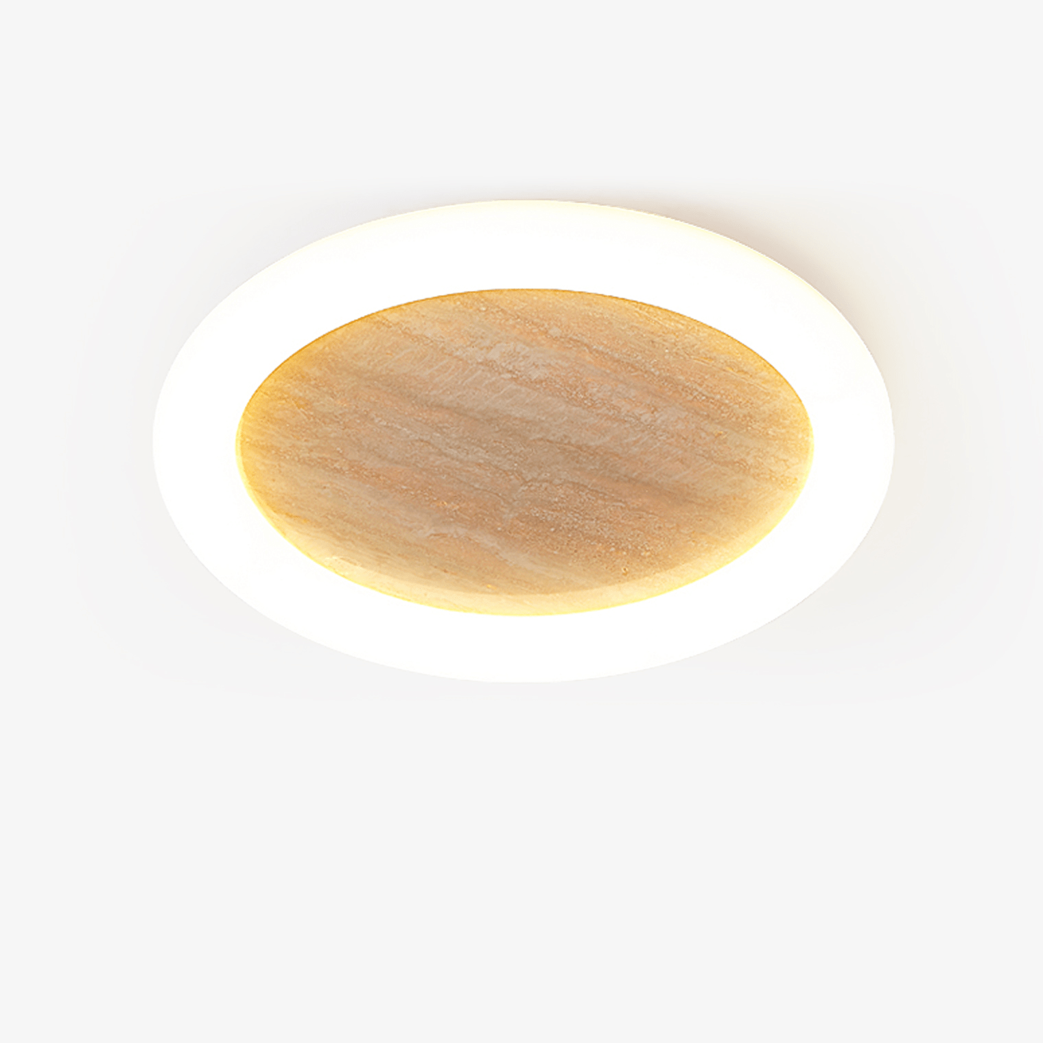 Kaia Minimal Yellow Travertine Halo Ceiling Light