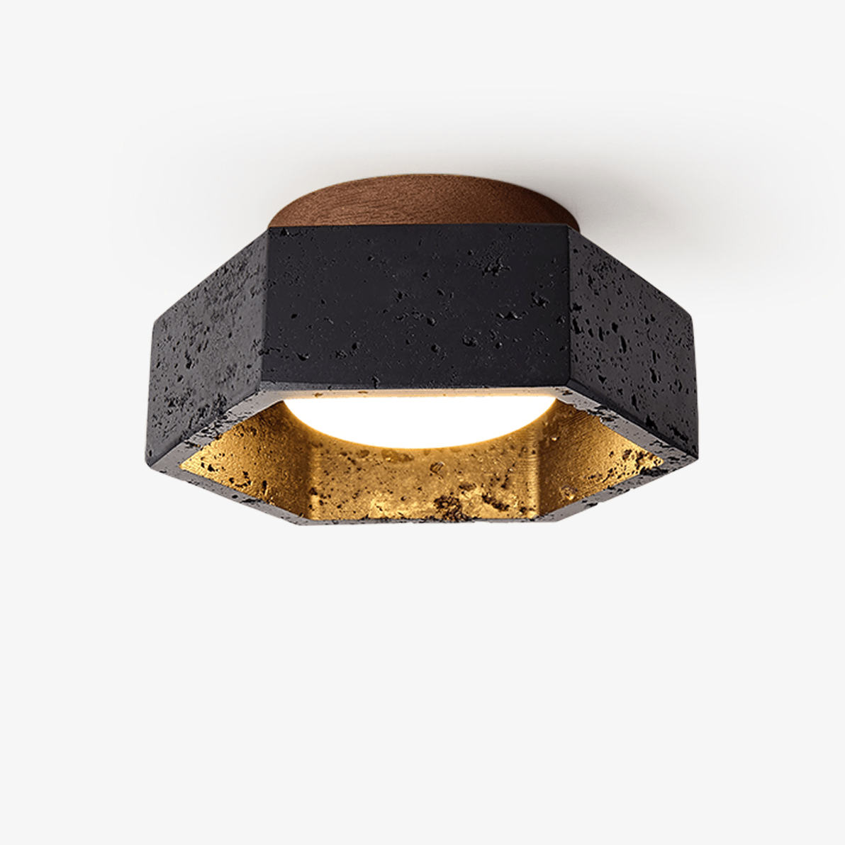 Hexara Hexagon Black Travertine Ceiling Lamp