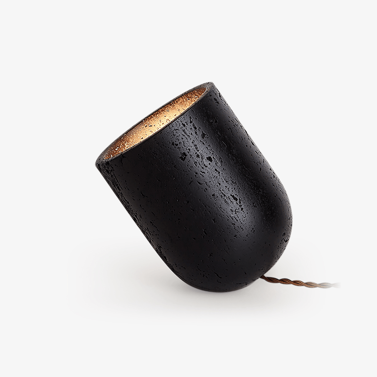 Lumi Minimalist Black Travertine Table Lamp