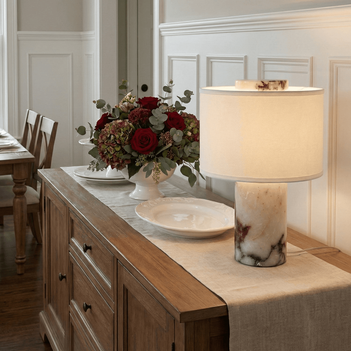 Eros Lumivor Elegant Marble Febric Table Lamp