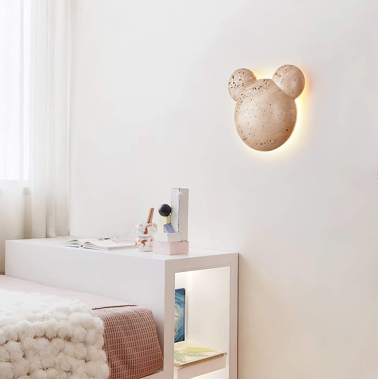 Tavi Yellow Travertine Bearstone Wall Lamp