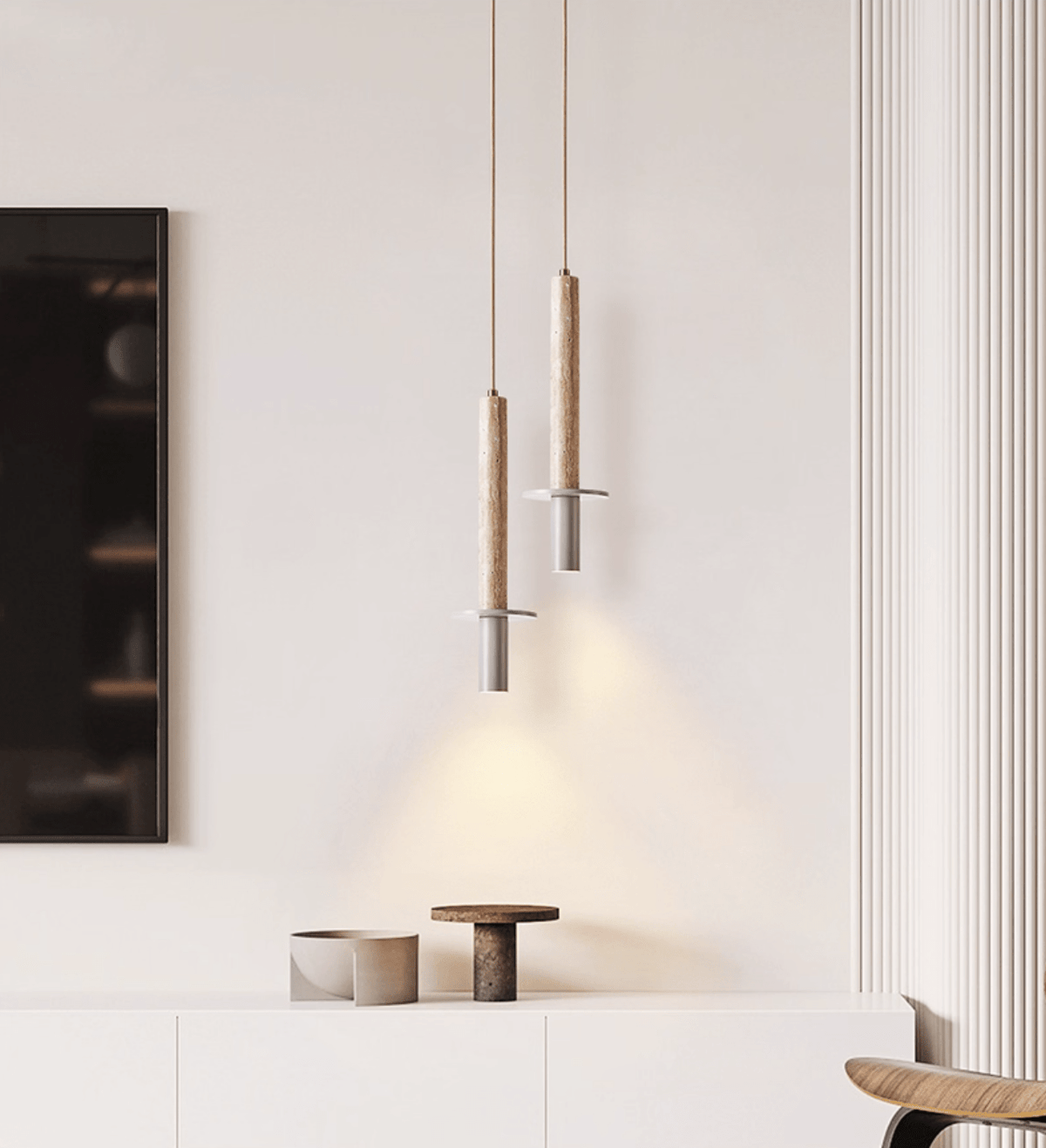 Wren Slim Yellow Travertine Pendant Lamp