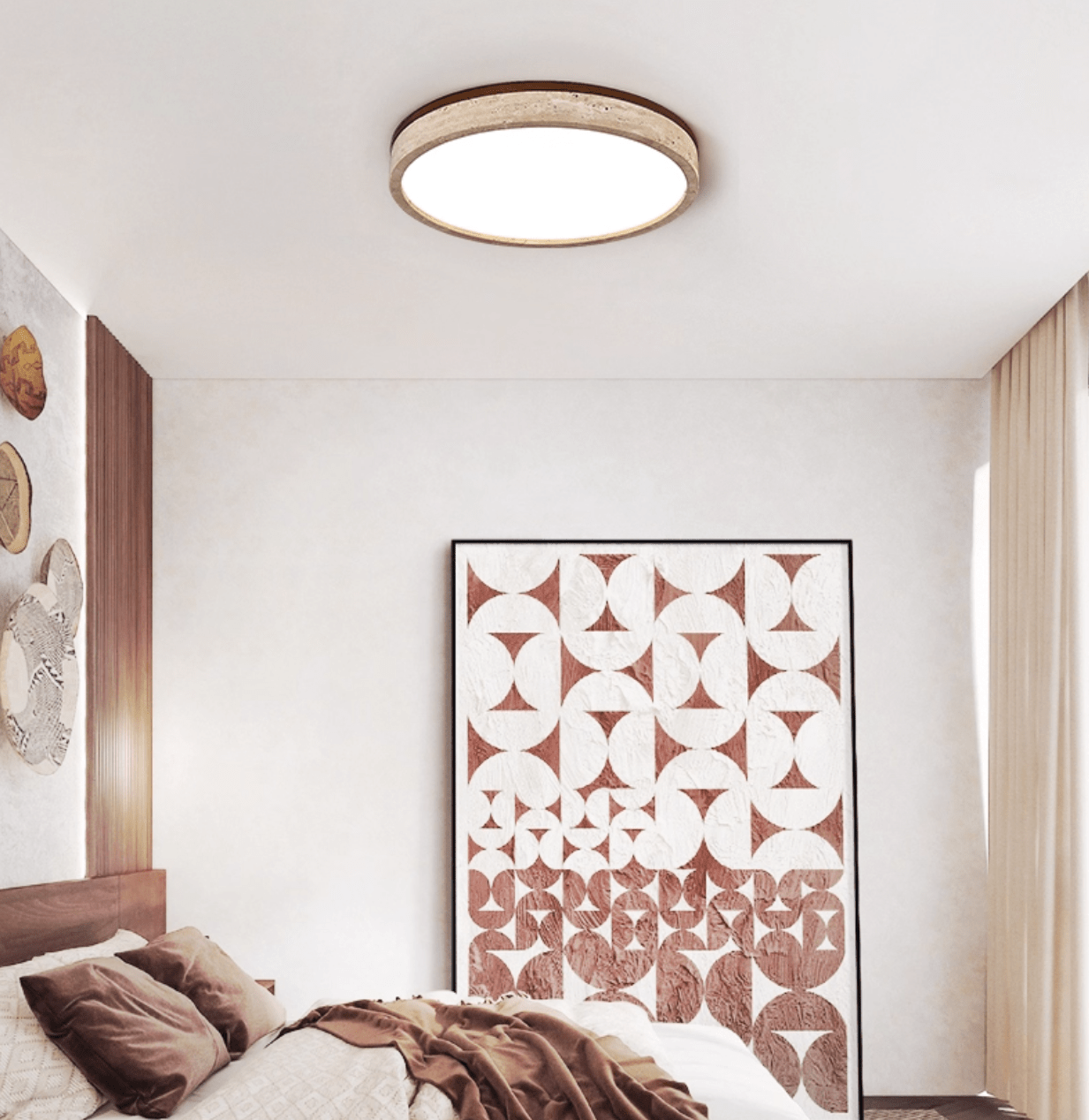 Xoan Glowly Travertine Halo Round Ceiling Lamp