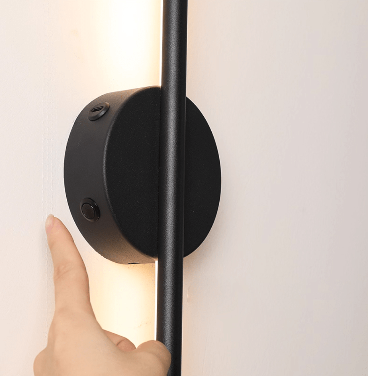 Fral Black Sleek Cordless Rechargeable Wall Lamp