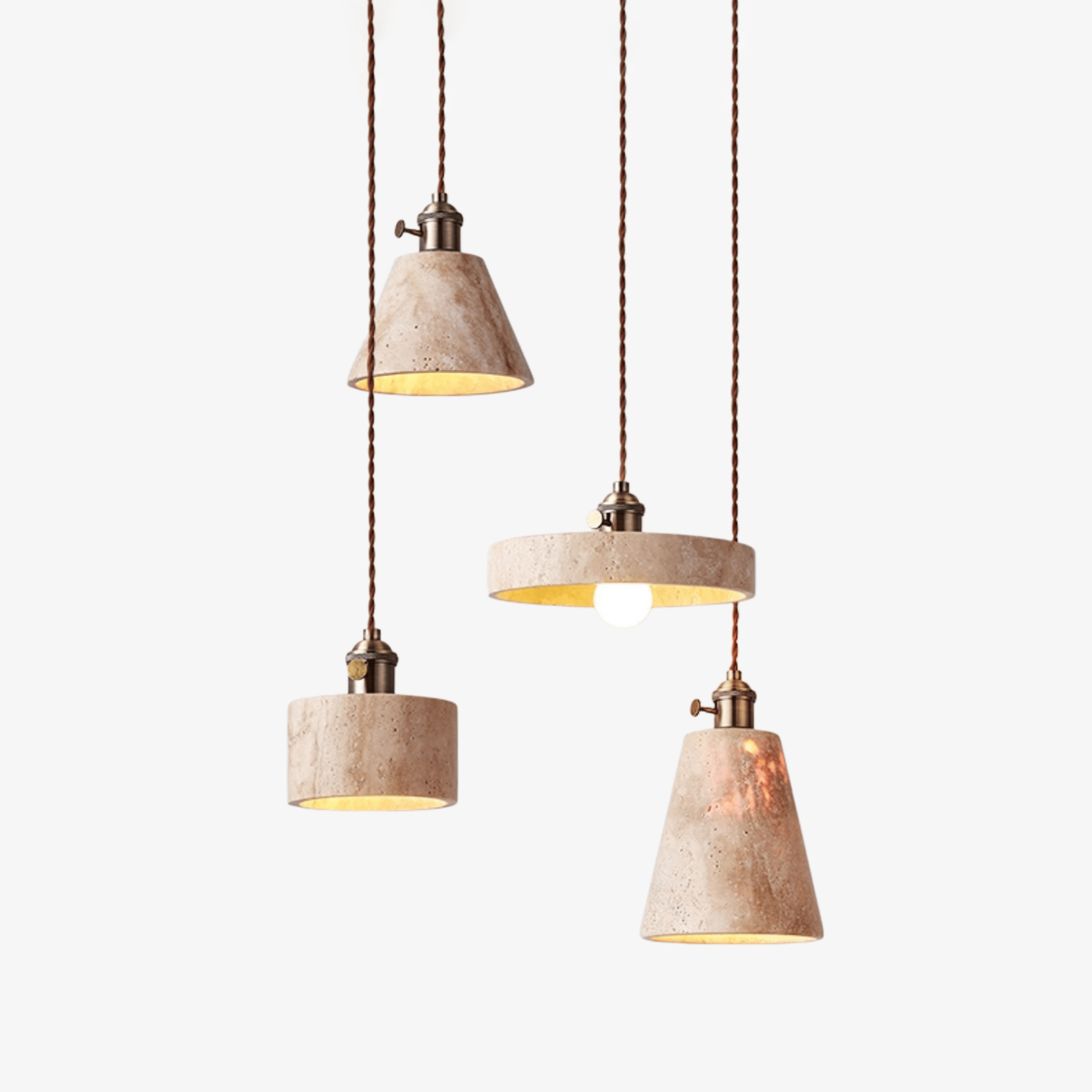 Ralv Minimalist Yellow Travertine Pendant Light Set