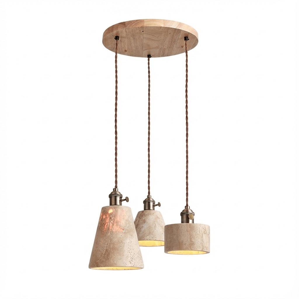 Ralv Minimalist Yellow Travertine Pendant Light Set