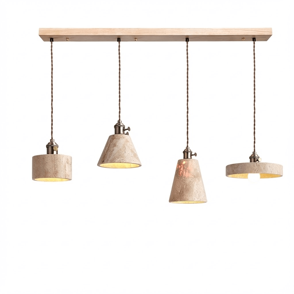 Ralv Minimalist Yellow Travertine Pendant Light Set