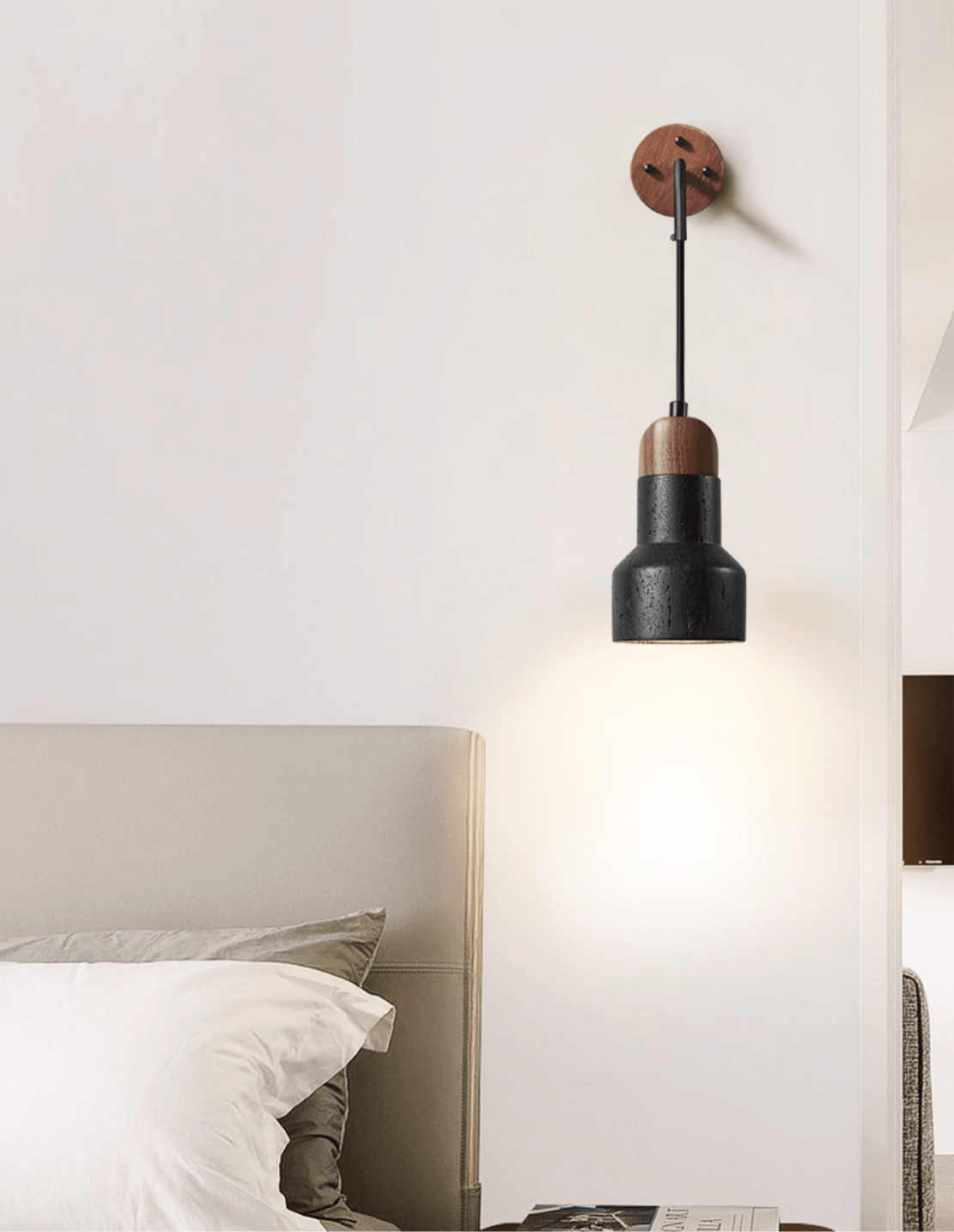 Alcarion Vintage Black Travertine Rope Wall Lamp