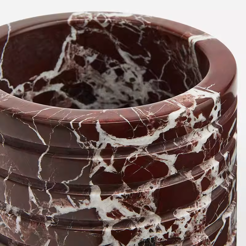 Hemzi Rosso Levanto Marble Vessel Sculptural Natural Stone High-end Decor