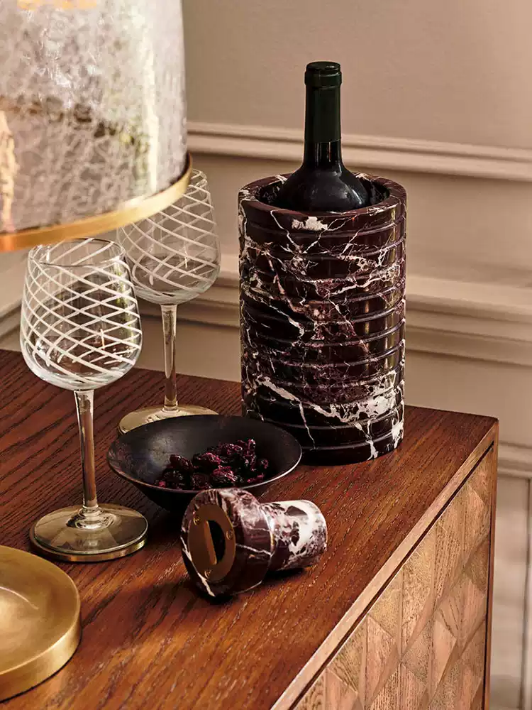 Hemzi Rosso Levanto Marble Vessel Sculptural Natural Stone High-end Decor
