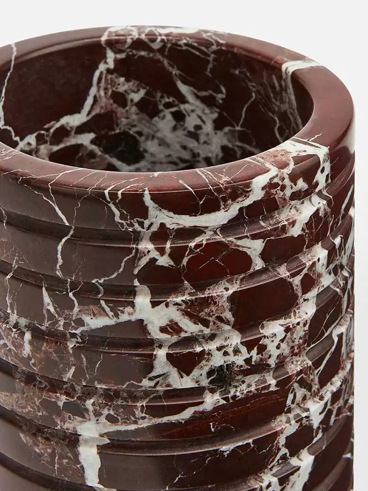 Hemzi Rosso Levanto Marble Vessel Sculptural Natural Stone High-end Decor