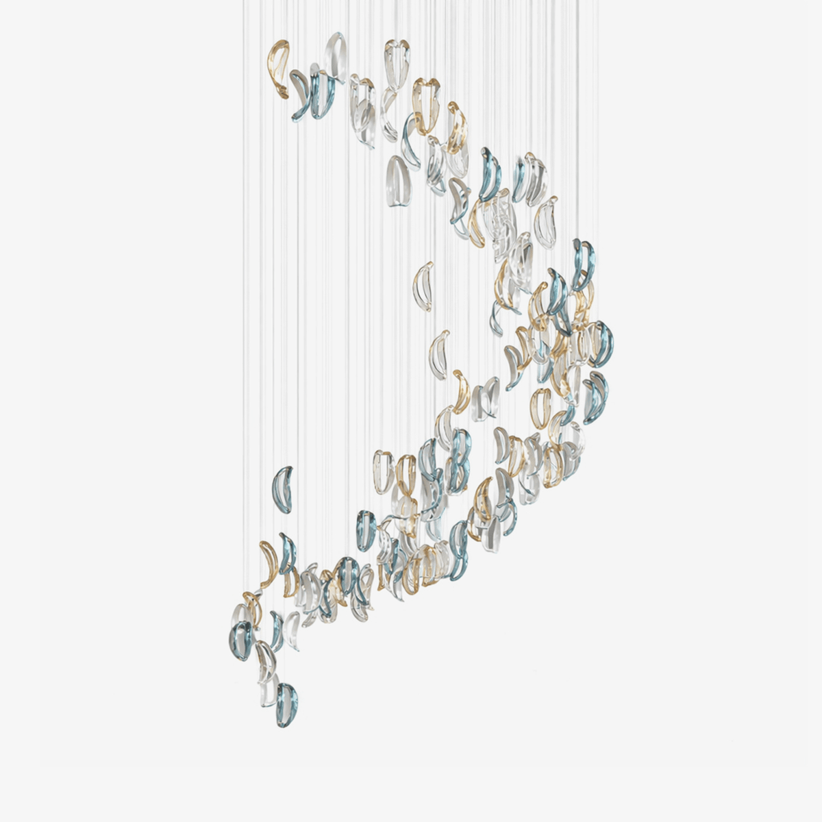 AquaFlux Grand Cascade Ripple Glass Art Customize Chandelier