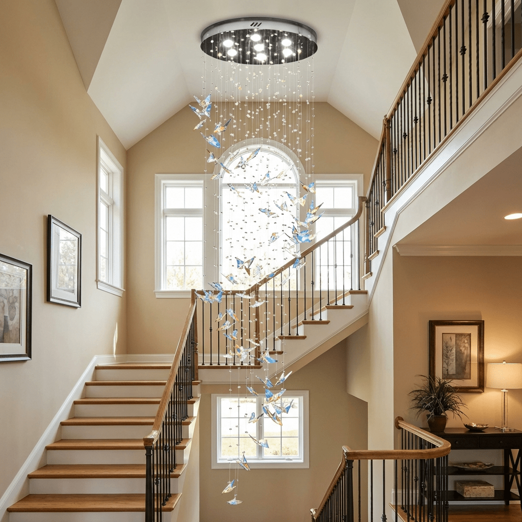 Volans Butterfly  Crystal Glass Chandelier