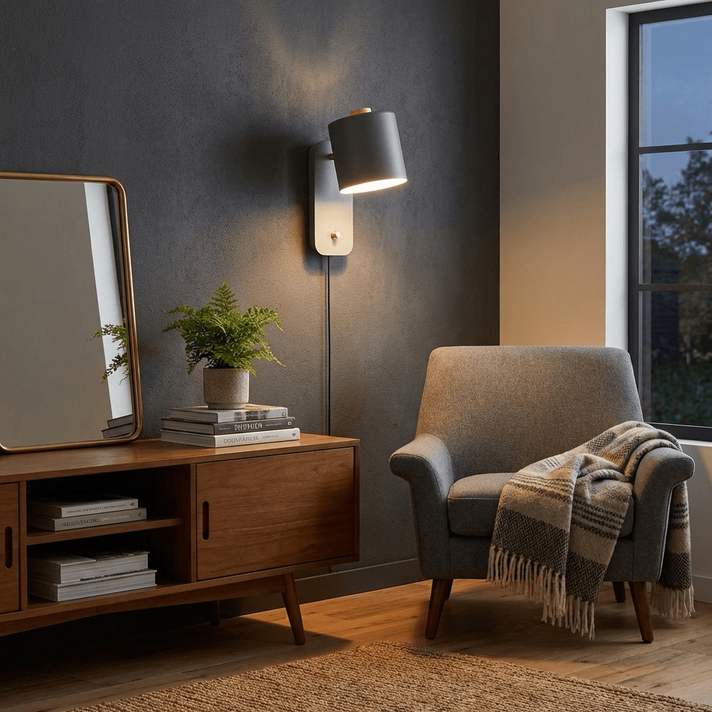 Ravenford Rotatable Cylinder Plug In Indoor Wall Light