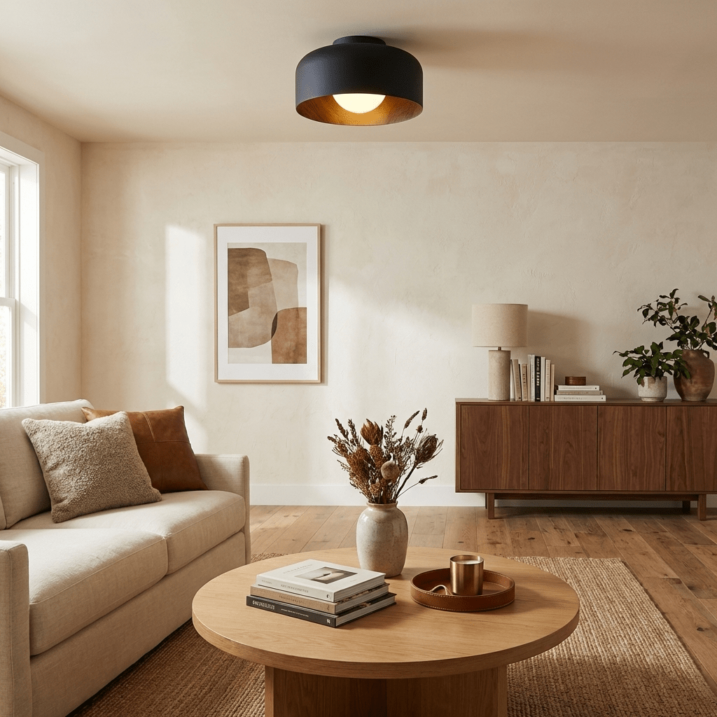 Clairbrook Wood Round Flush Mount Ceiling Light