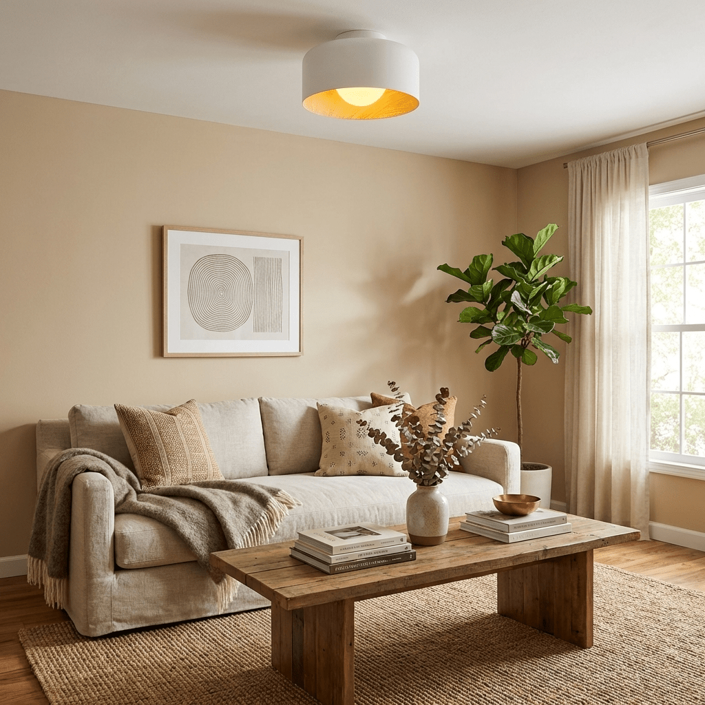 Clairbrook Wood Round Flush Mount Ceiling Light