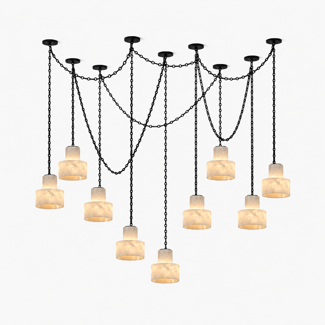 Leocadie Multi-Tier Chain Drum Pendant Lamp