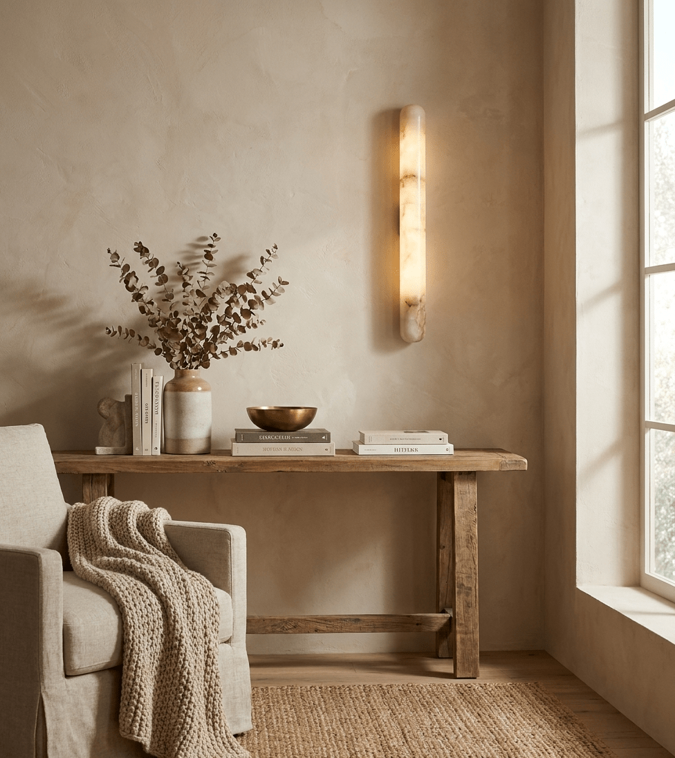 Alderstone Slim Alabaster Linear Indoor Wall Light