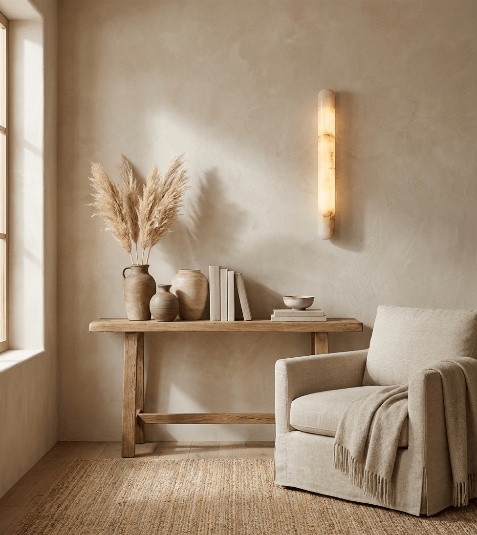 Alderstone Slim Alabaster Linear Indoor Wall Light