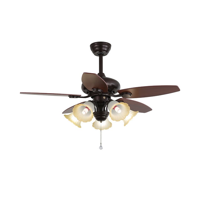 Elvael Classic Wood Glass Ceiling Fan Light
