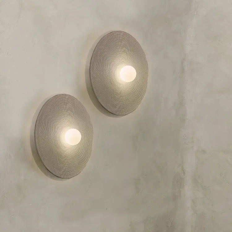 Aria Modern Round Indoor Wall Lamp Wood Bedroom Living Room - Neutral Decor