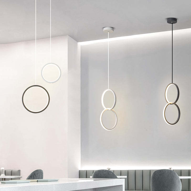 Arisha Modern Minimalist LED Hanging Pendant Lights Black White Bedroom - Neutral Decor