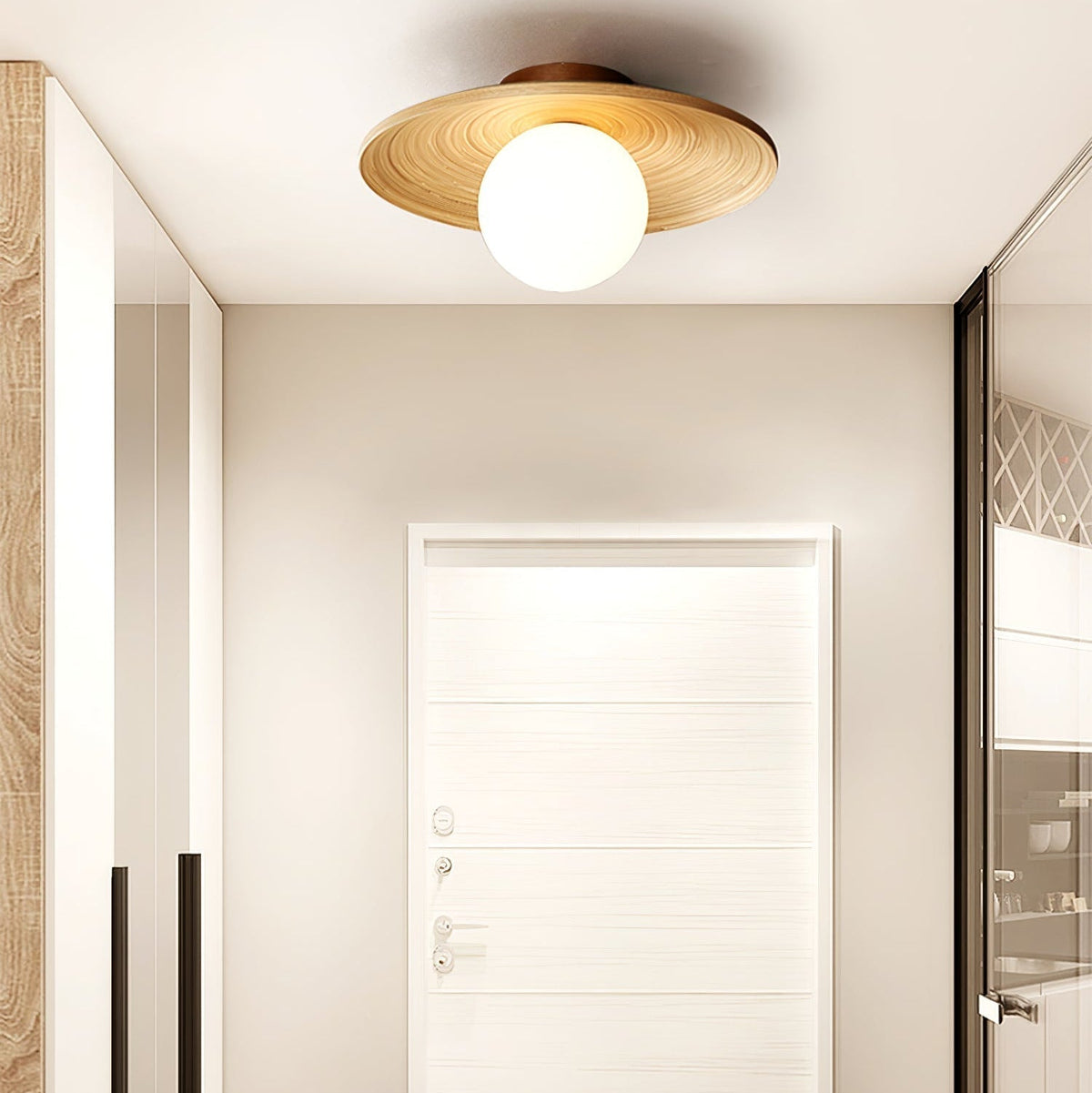 Ivoris Ceiling Light Soluna Wood Orbital