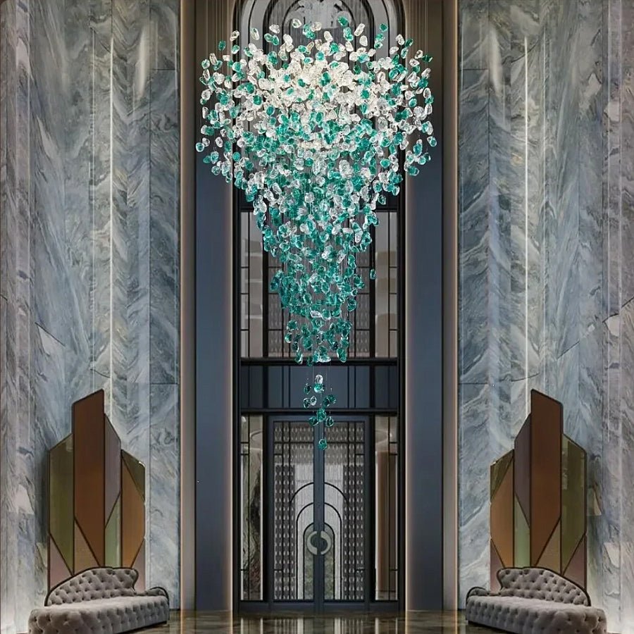Polychrome Mineral Quartz Cascade Chandelier