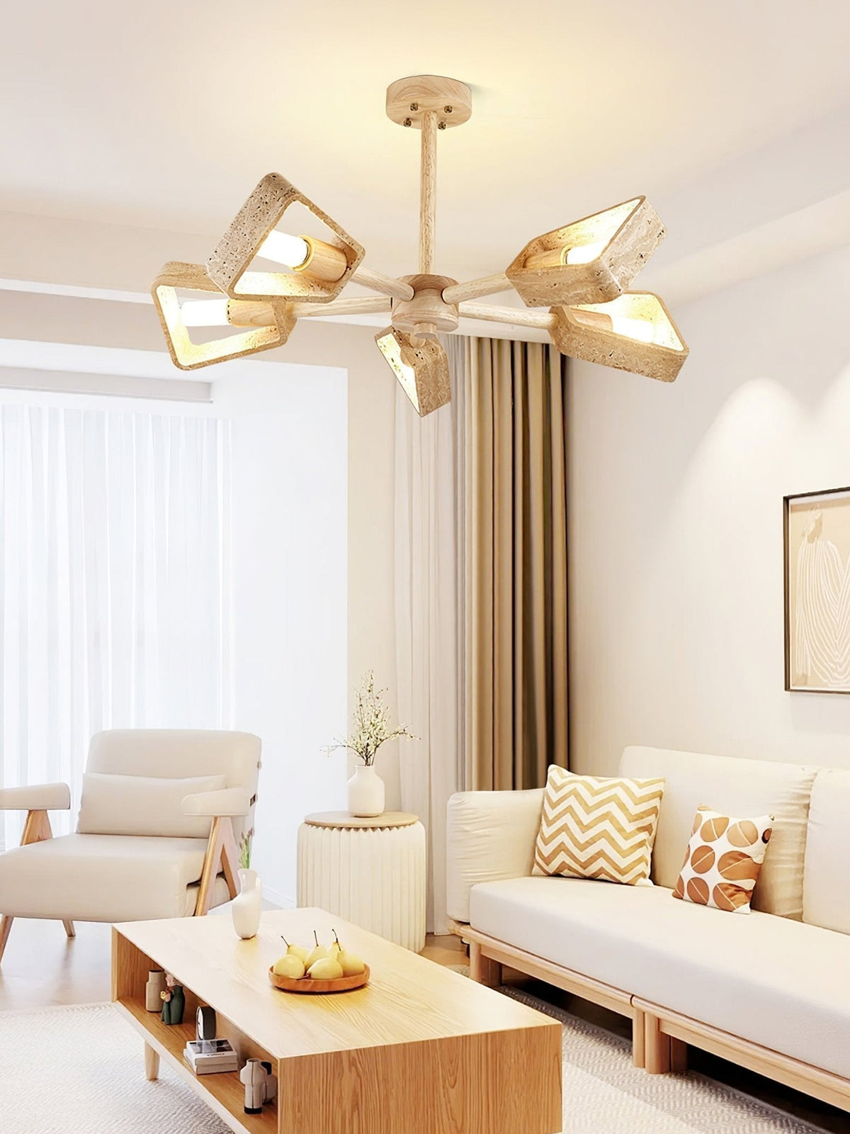Hedra  Travertone  Geometric  Chandelier