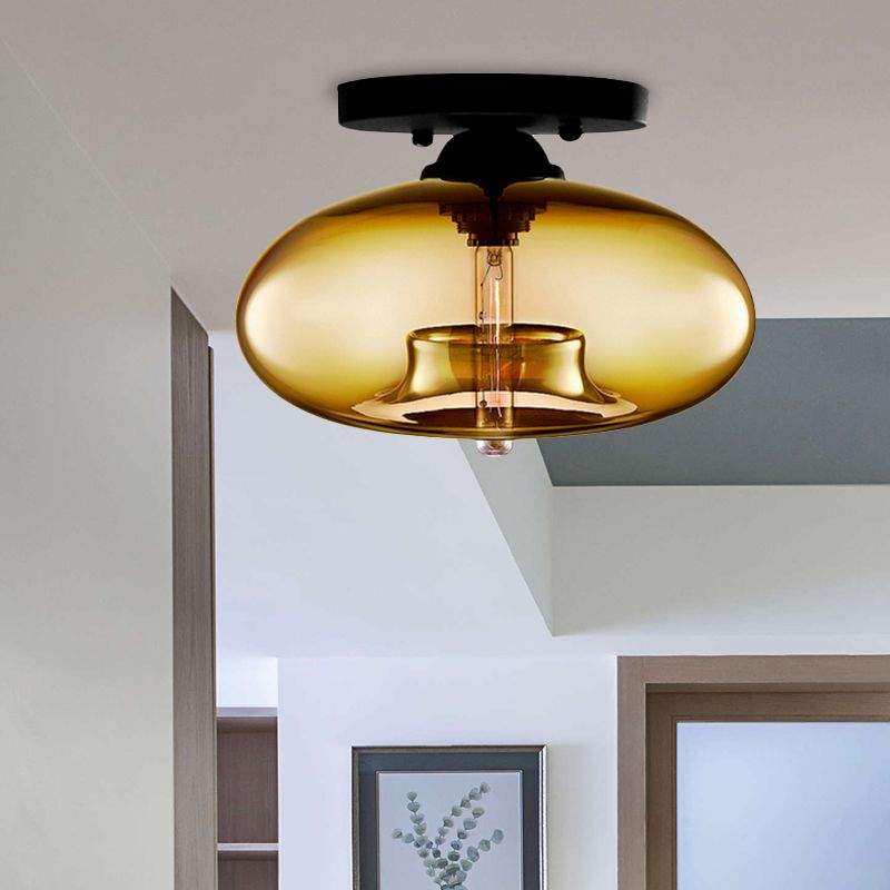 Arisha Industrial Art Deco Globe Flush Mount Ceiling Light Living Room - Neutral Decor