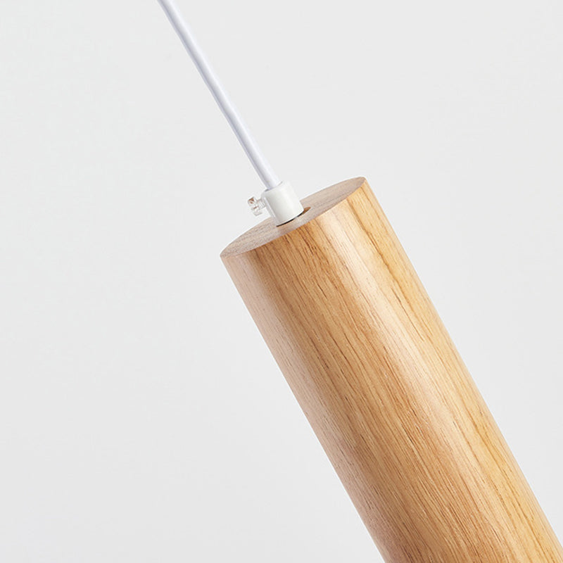 Muto Cylindrical Wood Pendant Light for Bedroom Kitchen Island - Neutral Decor