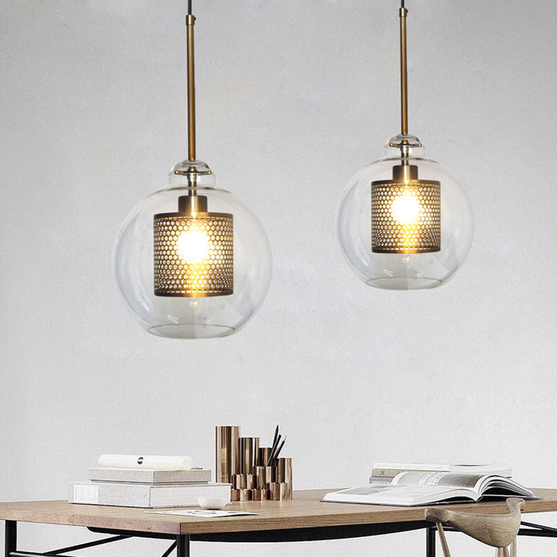 Arisha Golden Pendant Light, /Glass, Globe/Cylindric - Neutral Decor