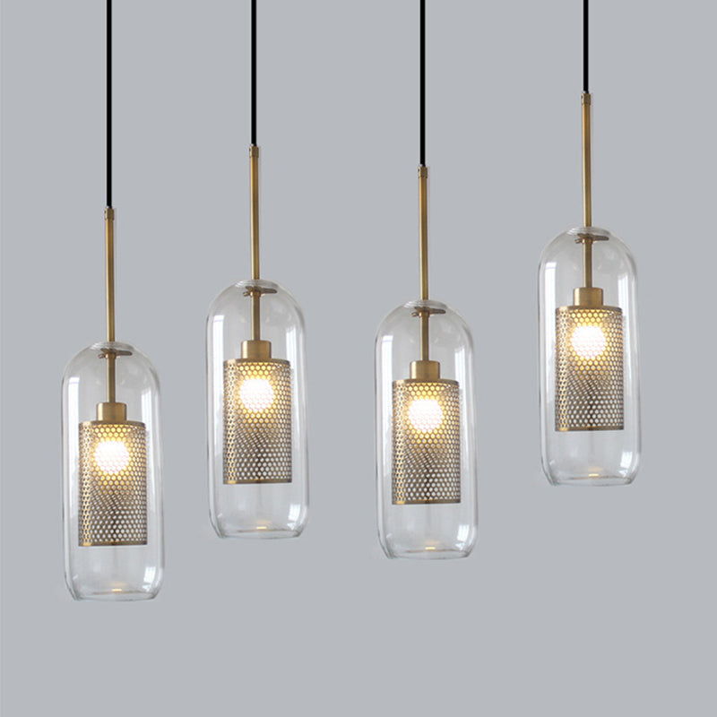 Arisha Golden Pendant Light, /Glass, Globe/Cylindric - Neutral Decor