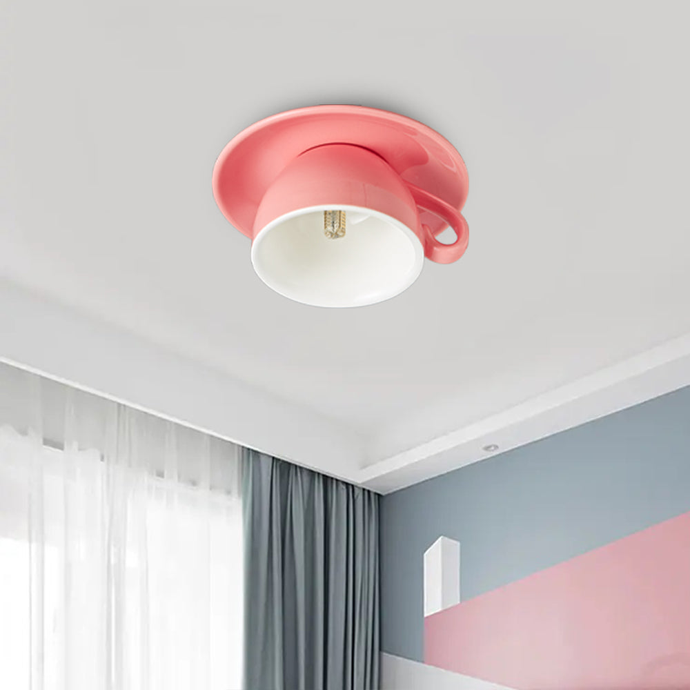 Valentina Modern Coffee Cups Ceramic Flush Ceiling Lighting - Neutral Decor