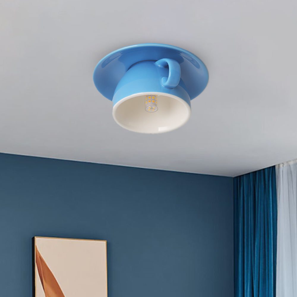 Valentina Modern Coffee Cups Ceramic Flush Ceiling Lighting - Neutral Decor