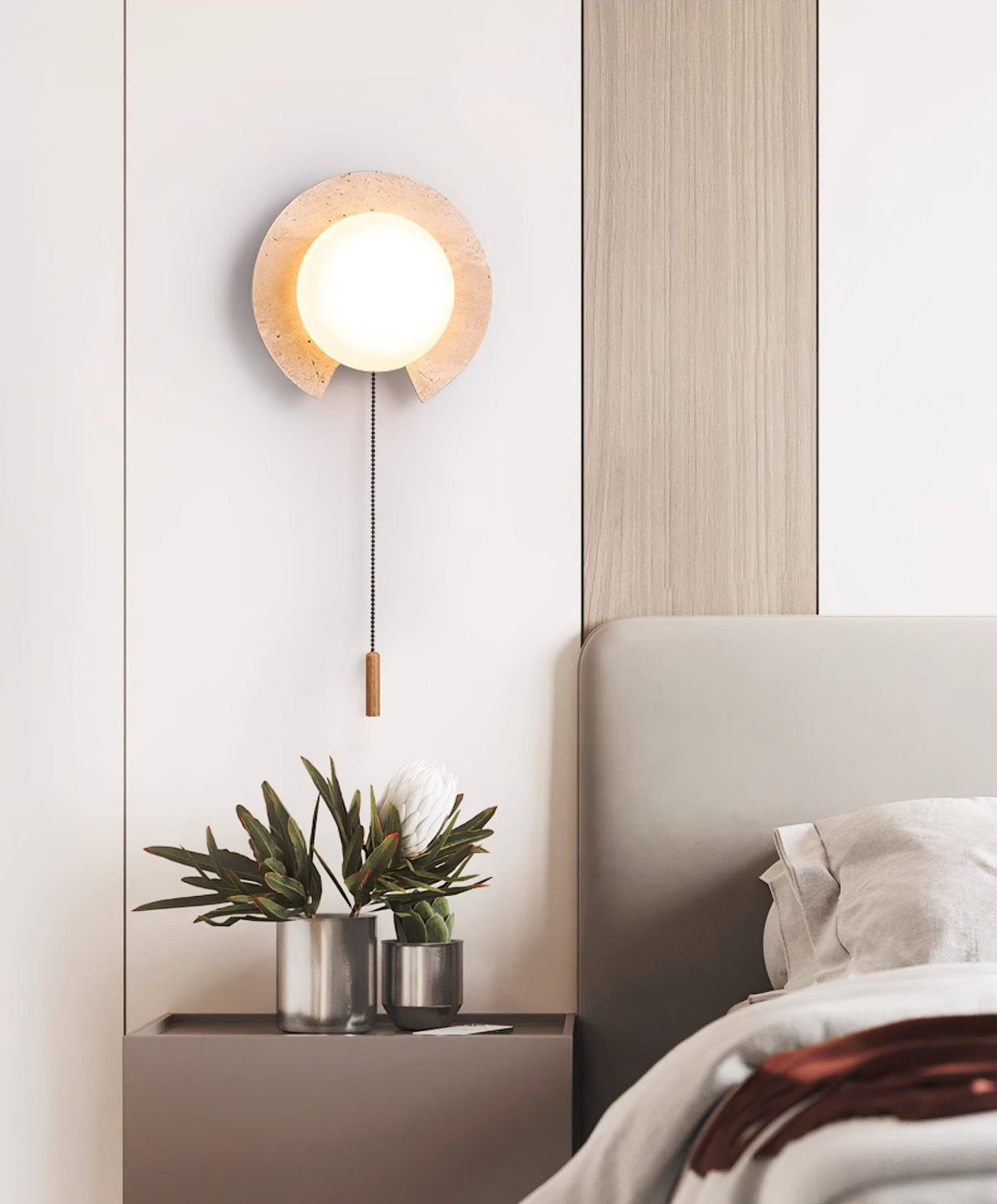 Zamaryra Semi-Circular Travertine Wall Light