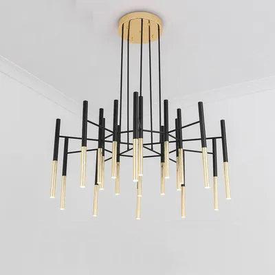 Solara Chandelier Modern Rods Black Gold - Neutral Decor