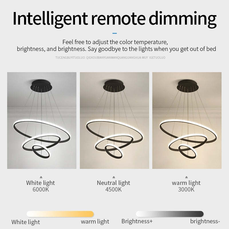 Arisha Modern Ring /Silicon Pendant Light, 2/3/4 Rings - Neutral Decor