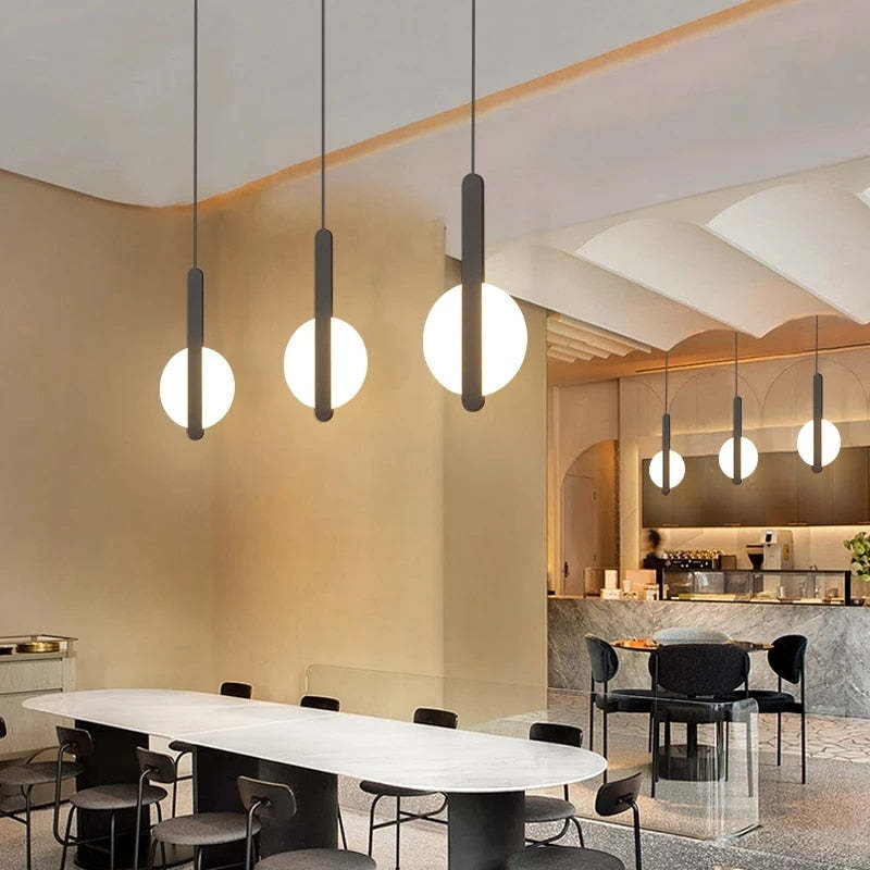 Arisha Modern Minimalist LED Hanging Pendant Lights Black White Bedroom - Neutral Decor